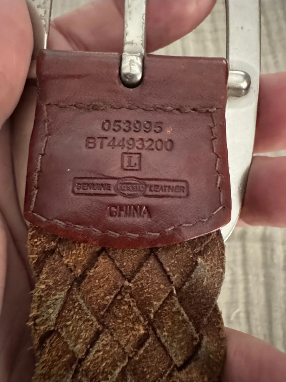 Women’s Fossil Braided Leather Belt in Dark Brown size Large